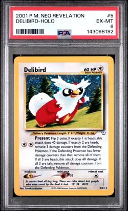 2001 POKEMON NEO REVELATION #5 DELIBIRD-HOLO PSA 6 - Image 1