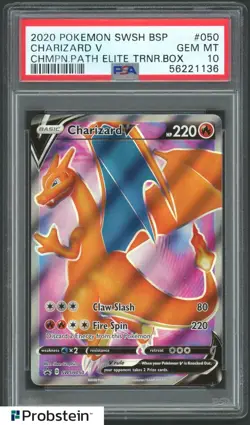 2020 Pokemon Champions Path ETB Promo Charizard V SWSH050 PSA 10 GEM MINT - Image 1