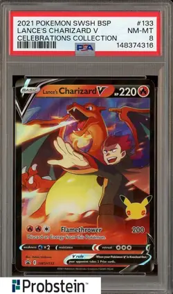 2021 Pokemon SWSH BSP Celebrations Collection #133 Lance's Charizard V PSA 8 - Image 1