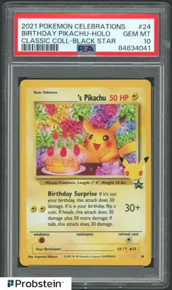 PSA 10 Birthday PIKACHU 24 🎂 CELEBRATIONS HOLO Classic Black Star Pokemon - Image 1