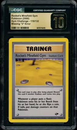 2000 Pokemon Rocket's Minefield Gym MISSING 2 ERROR #119 CGC 10 PRISTINE - Image 1