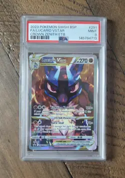 Pokemon Lucario SWSH291 Black Star Promo PSA 9 2023 Crown Zenith ETB 🔥 - Image 1
