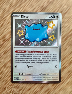 Pokemon TCG Ditto Scarlet & Violet Paldean Fates Holo Shiny Rare Card 201 ENG NM - Image 1