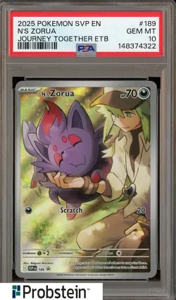 2025 Pokemon SVP En Journey Together ETB #189 N's Zorua PSA 10 GEM MINT - Image 1