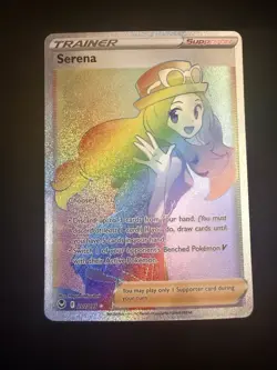Pokemon Serena Trainer Full Art Secret Rainbow Rare Holo 207/195 Silver Tempest - Image 1