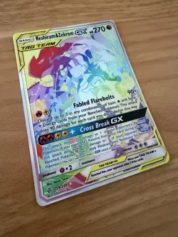 Reshiram & Zekrom GX Rainbow Tag Team 259/236 Pokemon Cosmic Eclipse Pack Fresh - Image 2
