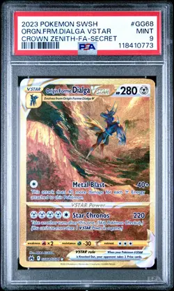 2023 POKEMON SWSH SECRET #GG68 FULL ART/ORIGIN FORME DIALGA VSTAR PSA 9 - Image 1