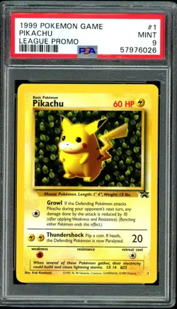 1999 POKEMON LEAGUE PROMO #1 PIKACHU PSA 9 - Image 1