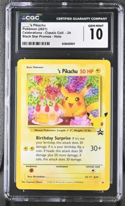 ____'s Pikachu 24 Black Star Promos Celebrations Holo Pokemon CGC 10 Gem Mint - Image 1