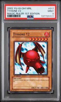 2002 YU-GI-OH! MRL-MAGIC RULER 1ST ED #017 TYHONE #2 PSA 9 - Image 1