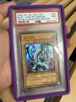 PSA 9 - LOB BLUE-EYES WHITE DRAGON 2002 YU-GI-OH #001 Legend of Blue Eyes Yugioh - Image 1