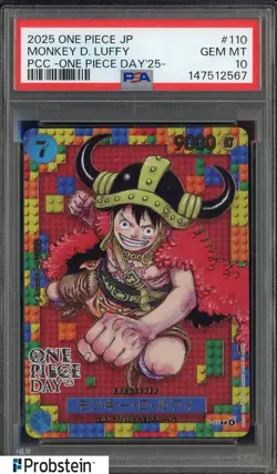 2025 One Piece JPN PCC One Piece Day '25 #110 Monkey D. Luffy PSA 10 GEM MINT - Image 1