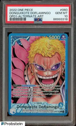 2022 One Piece OP01 #060 Donquixote Doflamingo Alternate Art PSA 10 GEM MINT - Image 1