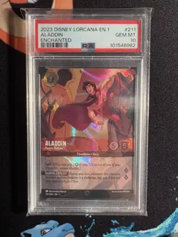 2023 DISNEY LORCANA EN 1-THE FIRST CHAPTER #211 ALADDIN - HEROIC OUTLAW PSA 10 - Image 1