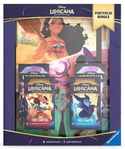 TCG Disney Lorcana Portfolio Bundle 4 Booster Packs & 1 Portfolio First Chapter - Image 1