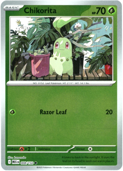 Chikorita (Reverse Holo) 008/132 - Mega Evolution - Pokemon - NM/M English - Image 1