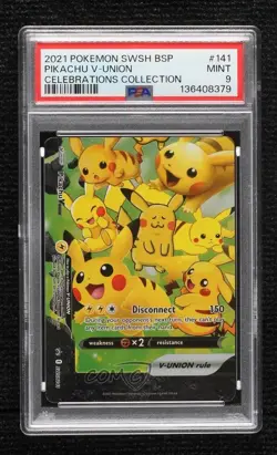 Pikachu V-Union (Bottom Left) Pokemon Sword & Shield Black Star PSA 9 MINT - Image 1