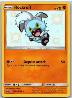 Rockruff SV23/SV94 Shiny Rare Hidden Fates Shiny Vault Pokemon NM - Image 1