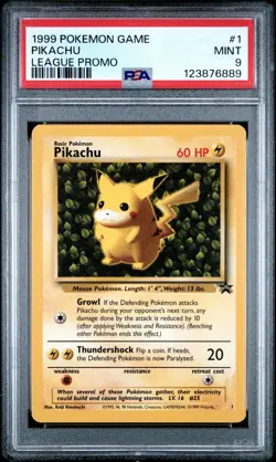 1999 Pokemon League Promo Pikachu #1 PSA 9 - Image 1