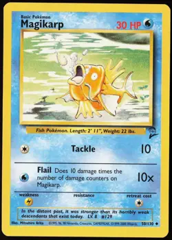 2000 Pokemon Base Set 2 Magikarp /130 Uncommon #50 NM - Image 1