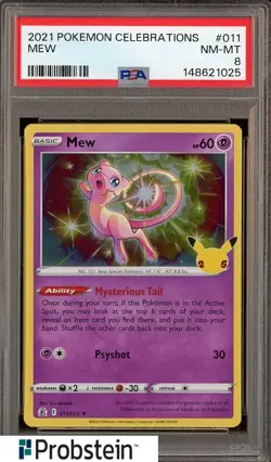 2021 Pokemon Celebrations #011 Mew PSA 8 NM-MT - Image 1