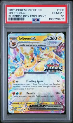 Jolteon Ex PSA10 2025 Pokemon Pre En-Prismatic Evolutions Exclusive #030 - Image 1