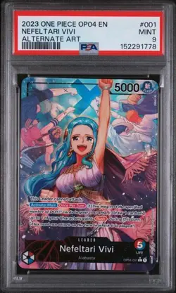 2023 ONE PIECE OP04-KINGDOMS OF INTRIGUE #001 NEFELTARI VIVI ALT ART PSA 9 (778 - Image 1