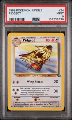 POKEMON CARD 1999 PSA 9 MINT JUNGLE SET Unlimited #24 Pidgeot Non Holo - Image 1