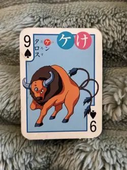 Tauros 9 Spades Pokemon 1998 Mini Poker Card Japanese Vintage Nintendo LP - Image 1