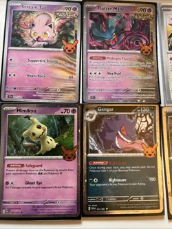 6 Pokemon Cards Darkrai, Gengar, Scream Tail, Mimikyu 2 Trick Or Treat Packs Lot - Image 2