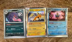 Rare Raichu, Omastar & Gengar 3 Card Pokemon Lot 2023-2024 W Game Freak Sleeves - Image 2