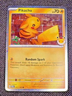 2026 Pikachu 051/162 Pokemon Day 30 Anniversary Stamped Promo TCG Cosmo Holo -L1 - Image 1