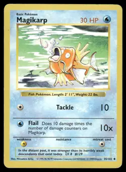1999 Pokemon Magikarp Uncommon Base Set Shadowless 35/102 Unlimited DMG - Image 1