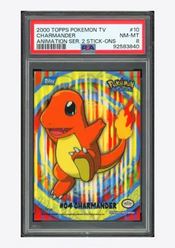 Topps Pokemon PSA 8 Charmander 2000 10 of 10 Animation Series 2 English - Image 1