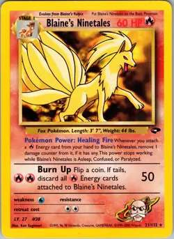 Blaine's Ninetales Gym Challenge Rare NM Pokemon 021/132 Unlimited - Image 1