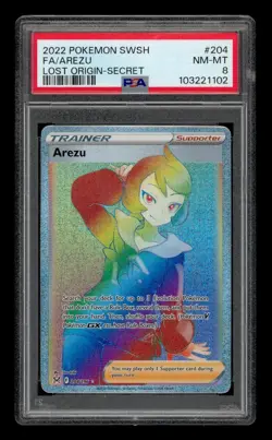 2022 Pokemon Sword & Shield Lost Origin-Secret: #204 Fa/Arezu PSA 8 NM-MT - Image 1