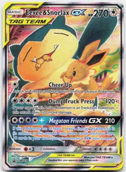 DAMAGED Eevee & Snorlax GX - SM169 - SM Black Star Promo Pokemon SM Promos - Image 1