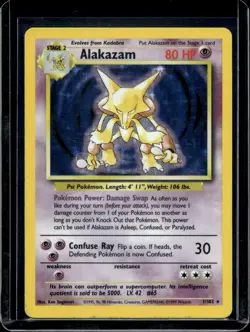 Pokemon Base Set Alakazam Holo 1/102 - Image 1