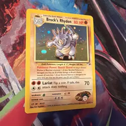 Pokemon TCG Brock's Rhydon Gym Heroes 2/132 Holo Unlimited Rare NM Swirl WOTC 💫 - Image 3