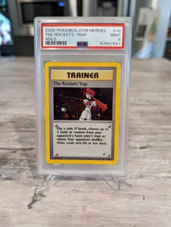 The Rocket's Trap Holo PSA 9 Mint Pokemon WotC Gym Heroes unlimited - Image 1