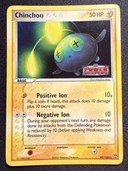 2007 Pokemon EX Power Keepers Chinchou Reverse Holo #49/108 NM - Image 1