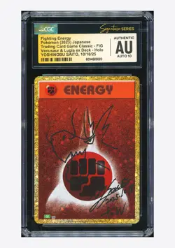 Pokemon CGC AUTH AUTO 10 Fighting Energy Holo Yoshinobu Saito 2023 #FIG CLF JPN - Image 1