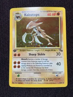Pokemon TCG Fossil Set Kabutops 9/62 Rare Holo 1st Edition - Image 1