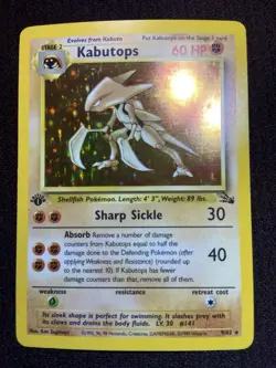 Pokemon TCG Fossil Set Kabutops 9/62 Rare Holo 1st Edition - Image 4