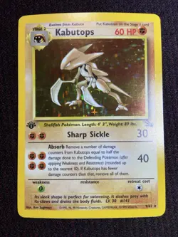 Pokemon TCG Fossil Set Kabutops 9/62 Rare Holo 1st Edition - Image 5