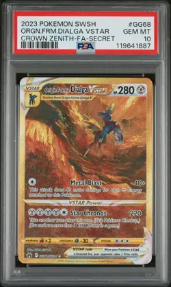 Pokemon Origin Forme Dialga VSTAR GG68/GG78 PSA 10 Crown Zenith Full Art Secret - Image 1