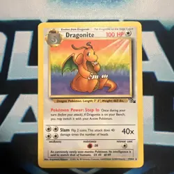 POKEMON FOSSIL DRAGONITE 19/62 RARE NON HOLO LP - Image 1