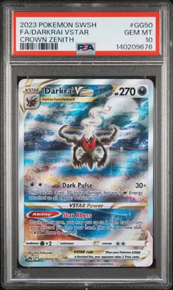 2023 POKEMON SWORD & SHIELD CROWN ZENITH #GG50 FULL ART/DARKRAI VSTAR PSA 10 - Image 1