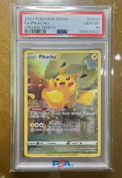 Pokemon TCG Pikachu GG30/GG70 Crown Zenith Ultra Rare Full Art Holo PSA 10 - Image 1