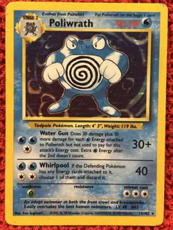 Poliwrath 13/102 - Base Set Unlimited - HP - Pokemon Rare Holo Vintage WOTC 1999 - Image 1